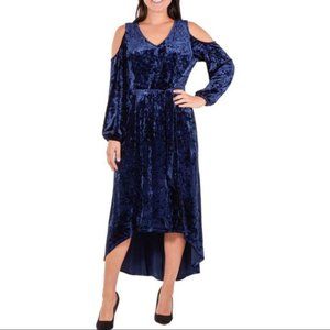 NY Collection Velvet Long Sleeve Cold Shoulder